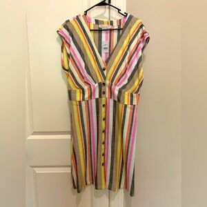 NWT Loft linen striped dress. Size 12.